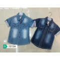 Cheap Boys summer short sleeve top T-shirt Kids Denim Blouses With Buttons